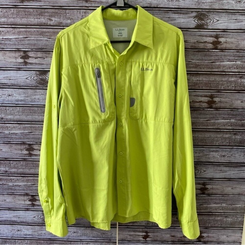 LL Bean Men's Long-Sleeved Button-Down‎ Fishing Shirt Size L